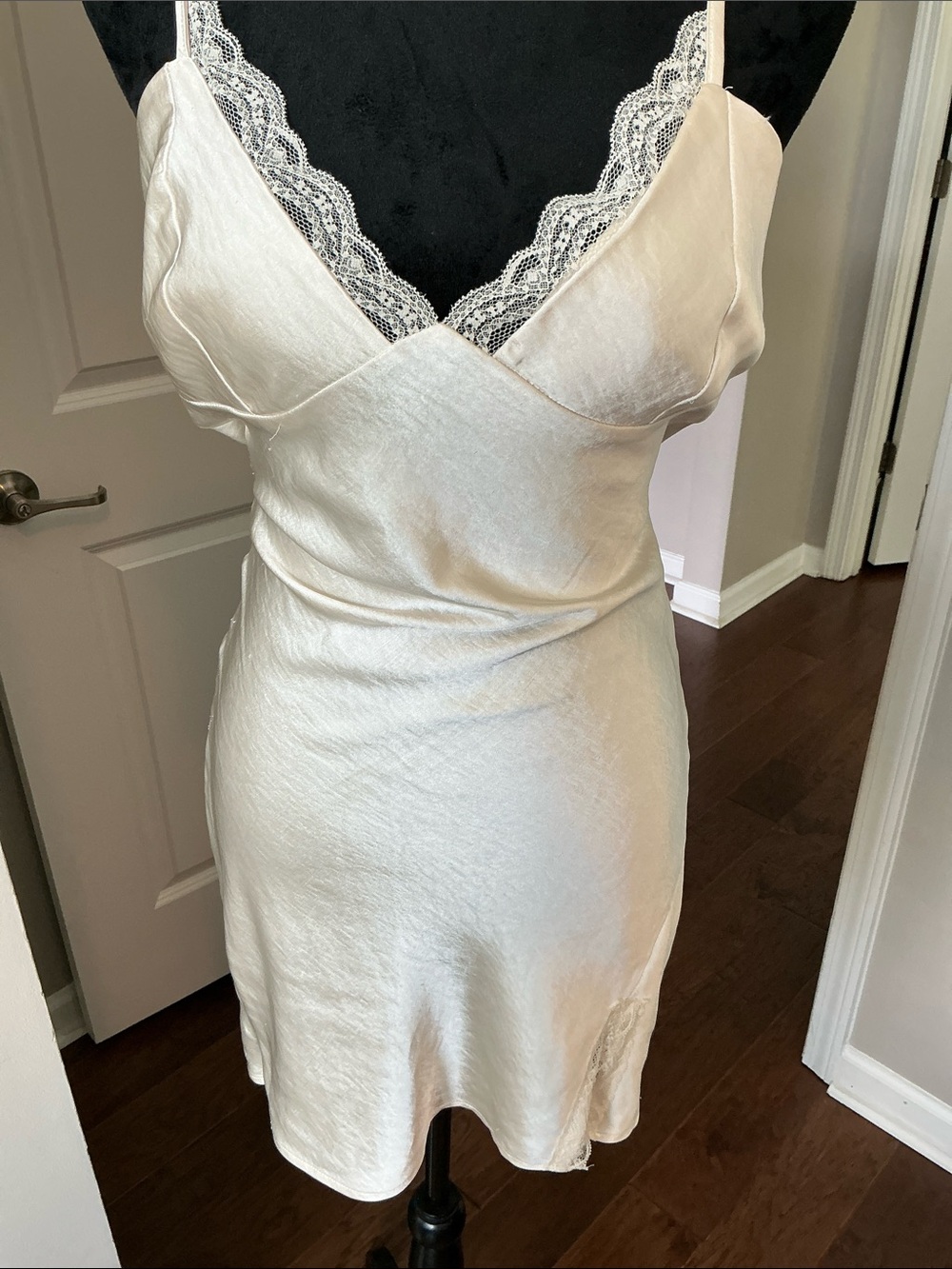 Forever 21 Cream Lace-Trim Slip Dress